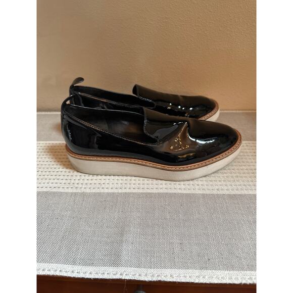 Vince Sanders Black Patent Leather Platform Slip-on Loafers Size 5.5 EUR 35.5 - Picture 2 of 7